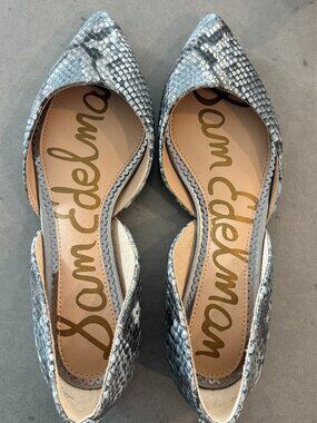 Sam Edelman Snakeskin women's flat shoes size 6. Like New  Blue/Gray